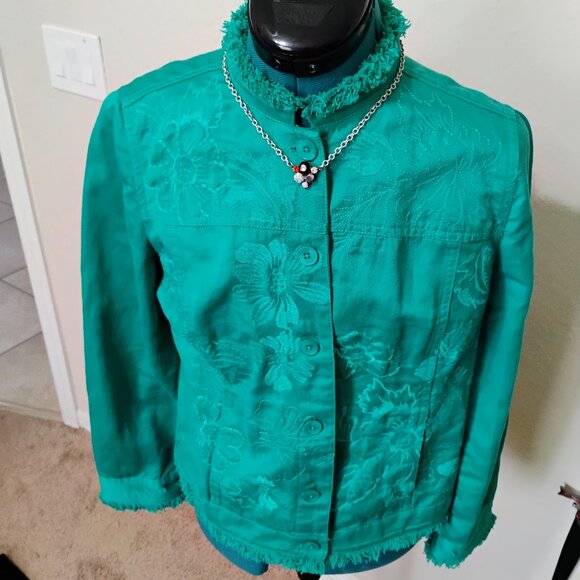 Chico's Jackets & Blazers - Chico's Green Embroidered Jacket